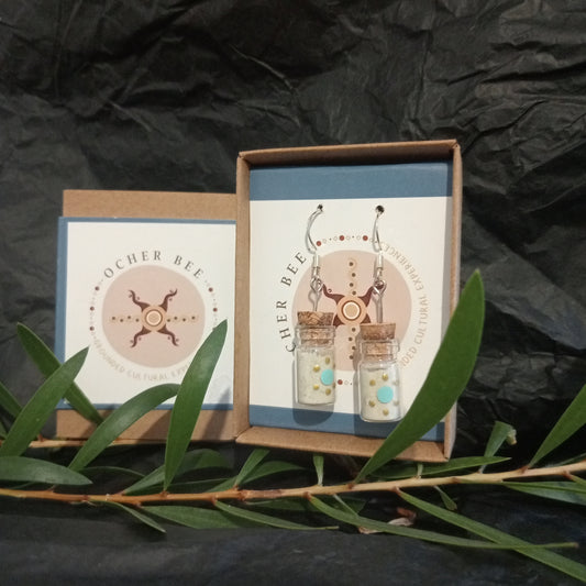 Grounding Earrings. Full moon bathed & activated refined ochre. Golden Light