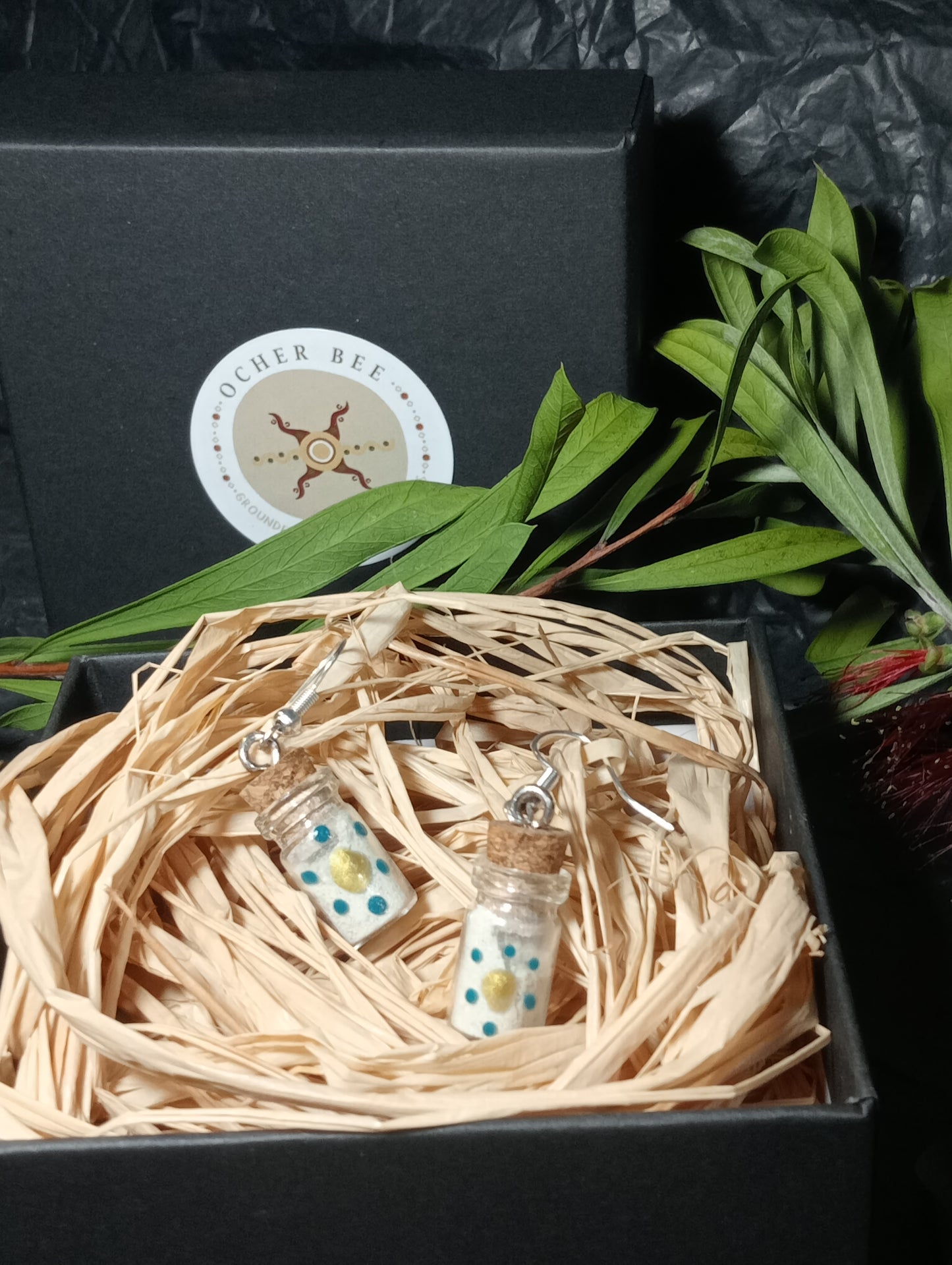 Grounding Earrings. Full moon bathed & activated refined ochre. Golden Light