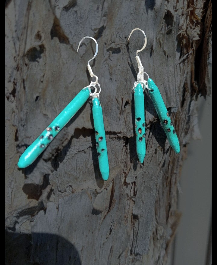 Nature Spirit Clapstick Earrings - Cleanse The energy with mini clapstick sounds... Stirrling Silver Earrings